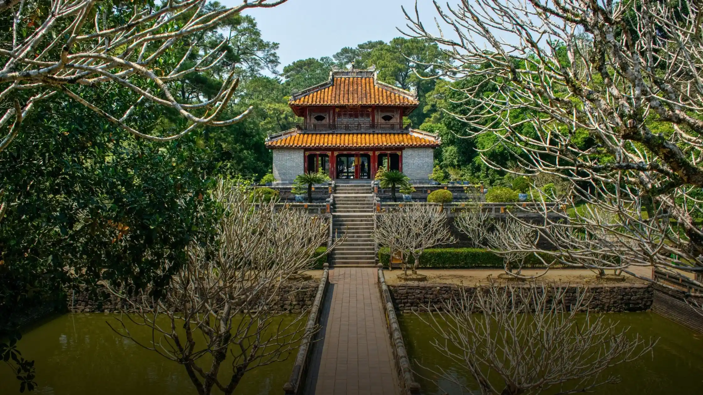 Courtyard and pavilion at the Minh Mang royal tomb near Hue